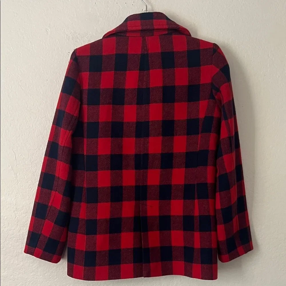 Like New! J. Crew Wool Blend Buffalo Check Peacoat Red and Blue in Size 2
